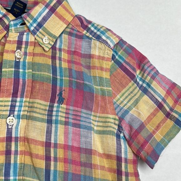 Polo Ralph Lauren Key West Multi color Linen button down short sleeve shirt 2T - Picture 3 of 14
